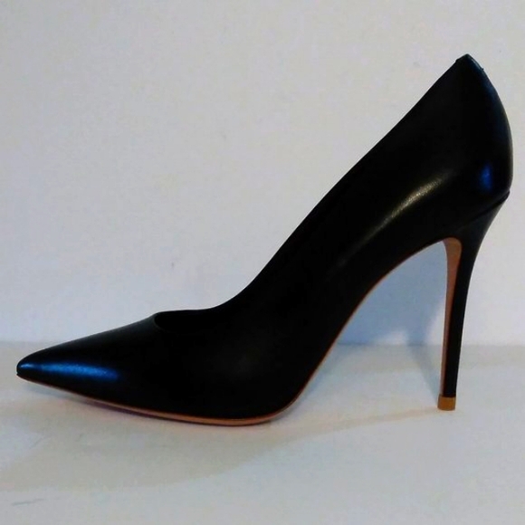 CÉLINE NEW 7.5 BLACK POINTED TOE LEATHER HEELS w BOX pumps womens - Picture 9 of 16